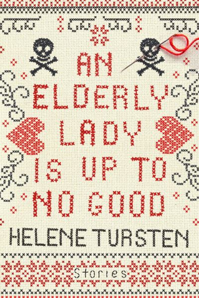 An elderly lady is up to no good